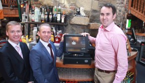 From left: International Sales and Marketing Manager Seamus McHugh with CBE Area Sales Manager Michael Gaughan and Eddie Fitzgerald of the Fitzgerald Group at The Old Mill Pub in Tallaght.
