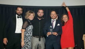 Scholars Lounge from Rome celebrate their win at the Irish Pubs Global Awards.