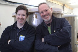 Collaborative brewers (from left):  Cormac O'Dwyer of the Dungarvan Brewing Company and Peter Mulryan of Blackwater distillery.