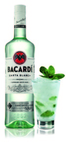 Bacardi bottle with Mojitolo