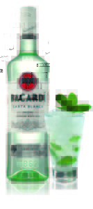 Bacardi bottle with Mojitolo