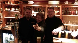May the thirst be with you! From left: The Bridge Bar’s Supervisor Paul Pole with Mark and Food & Beverage Manager Kieron Kelly.