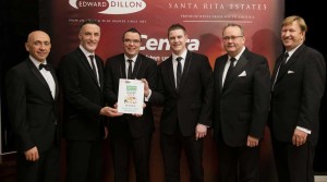 From left: Musgraves’ Donagh McClafferty, Des Cosgrove, Barry O'Sullivan and Stephen McGuinness from Centra Maugheraboy, Sligo, overall winners of Centra Off-Licence of the Year, with Edward Dillon’s Andy O’Hara and Santa Rita Estates’ Terry Pennington.