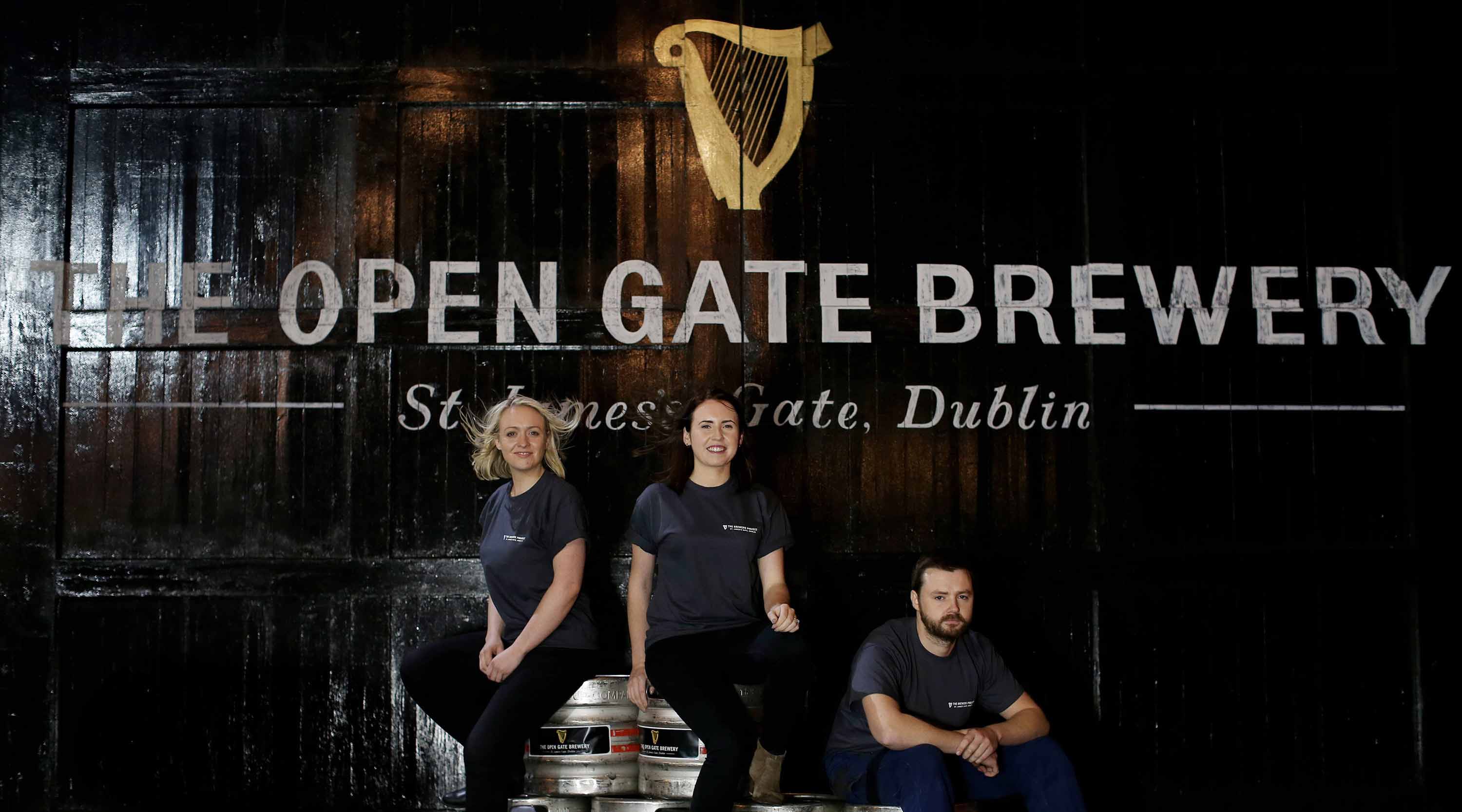 At the launch of The Open Gate Brewery at St James’s Gate, Dublin, is (from left) :Jason Carroll, Feodora Heavey and Aisling Ryan.