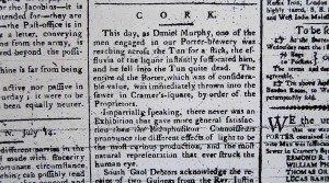An extract from the Hibernian Chronicle newspaper dated 18th July 1792, contained in Beamish & Crawford – The History of an Irish Brewery by Donal and Diarmuid Ó Drisceoil. 