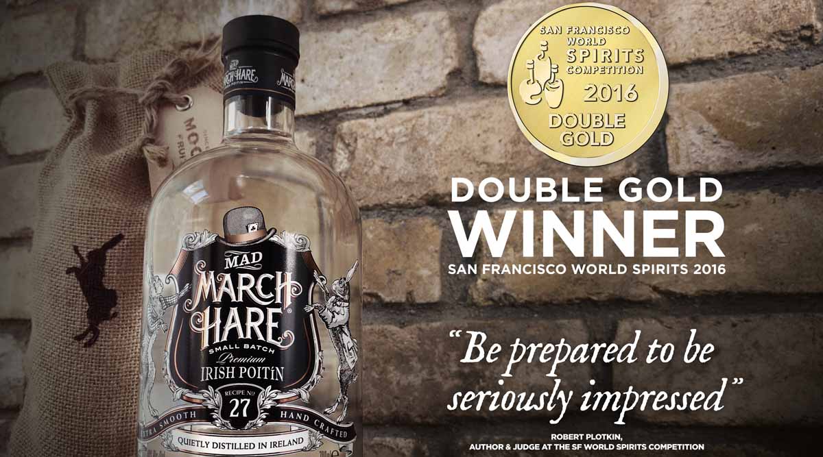 Bottled in Ireland, Mad March Hare Poitin is distilled in copper pot stills from locally-sourced malted barley.