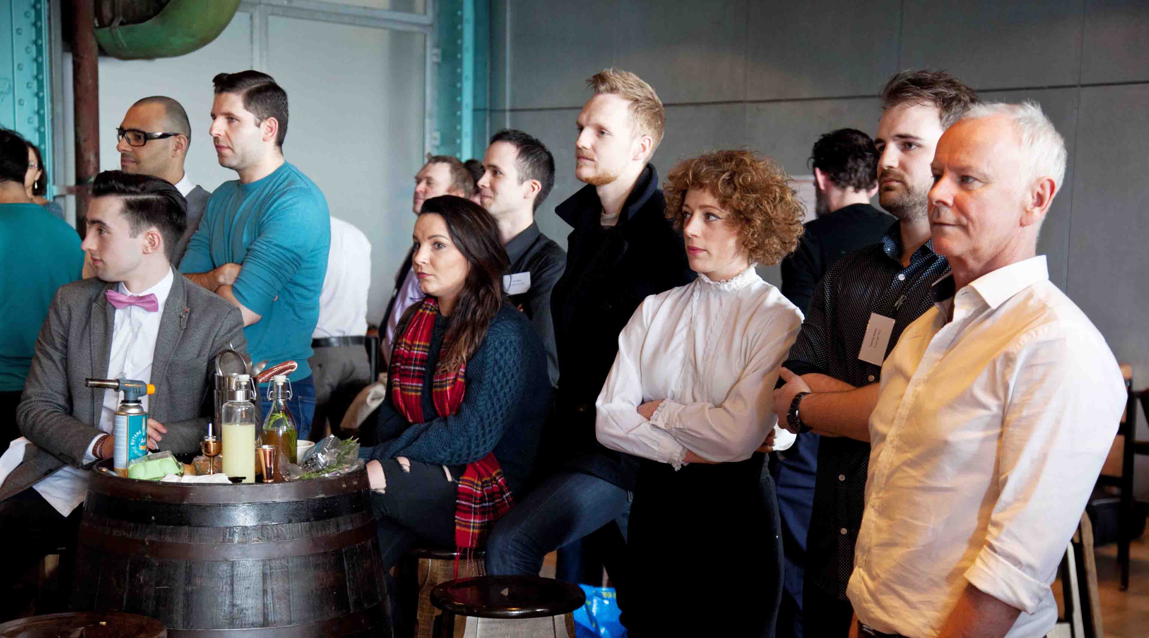 Onlookers support the 1916-themed cocktail competitors at this year’s Irish Restaurant Awards’ Cocktail Competition.