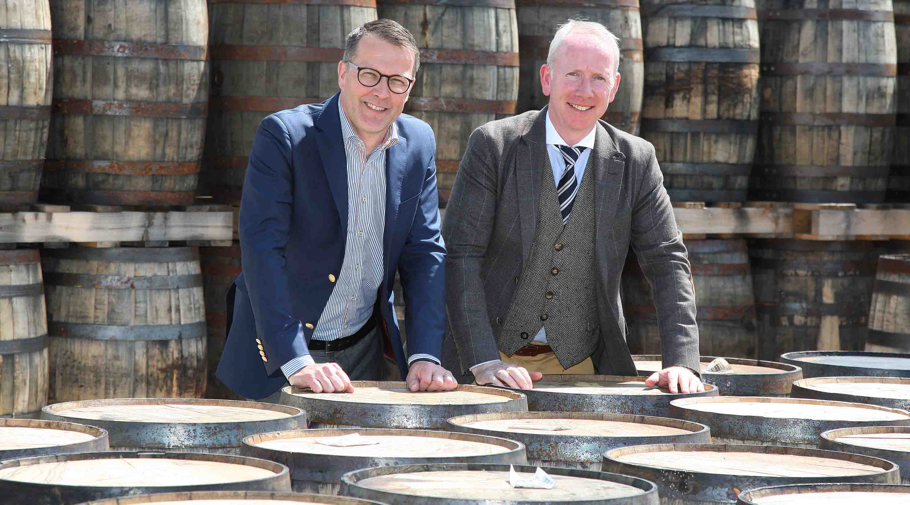 At the announcement of the partnership agreement for the supply of premium craft Irish Whiskey for the Nordic markets are (from left): Altia Chief Executive Pekka Tennilä and Walsh Whiskey Distillery Chief Executive Bernard Walsh.