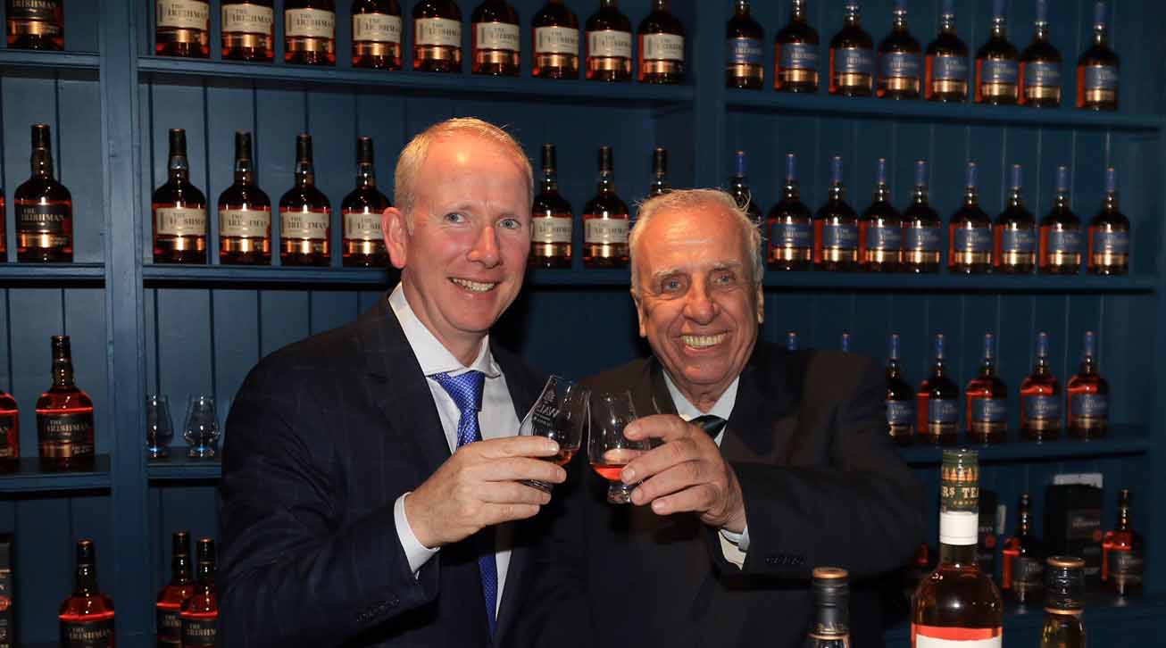 At the opening were The founder of Walsh Whiskey Distillery Bernard Walsh and Augusto Reina, Chief Executive of Illva Saronno SpA of Milan which has a 50% share in the Walsh Whiskey Distillery at Royal Oak.