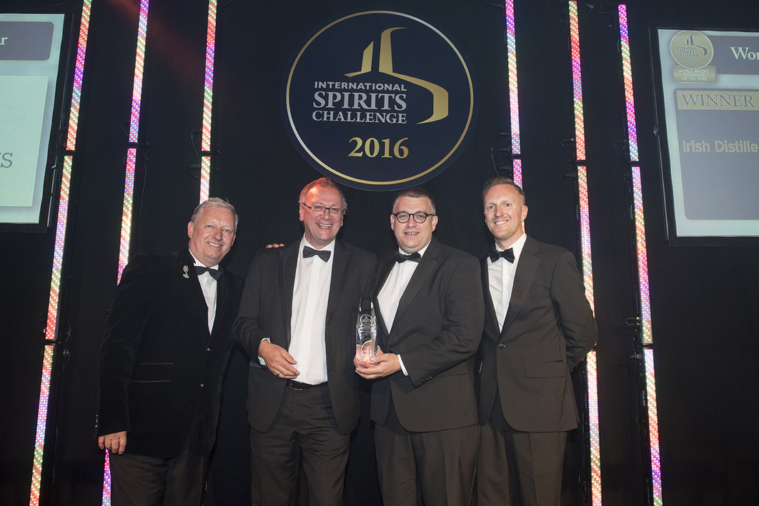 Producer of the Year - From left: Drinks International Editor Christian Davis with Head Blender for Irish Distillers Billy Leighton, Head Distiller at Irish Distillers Brian Nation and Publisher of Drinks International Justin Smith.