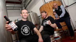 Cheers to Mourne Mountains Brewery as Red IPA wins two Great Taste Awards, the only craft beer brewer in NI to obtain that rating. L-R: Brewer Tom Ray, Brewery Assistant Conor O'Hare and Sales Manager Graham Goss and Tom Ray from Mourne Mountains Brewery