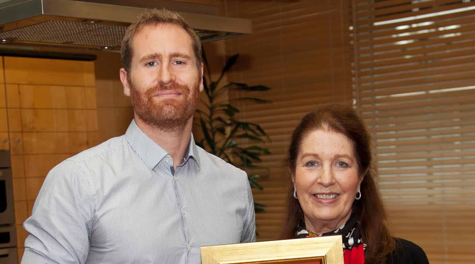 Niall Griffin from O’Dowd’s Seafood Bar & Restaurant receives the Pub of the Year Award 2017 from Georgina Campbell.