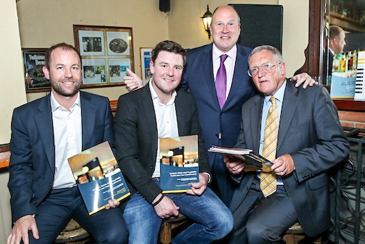 From left: Chief Executive of the Irish Tourist Industry Confederation Eoin O Mara Walsh; Cllr John Clendennen of Giltraps Pub, Ivan Yates and DCU Economist & reports author Tony Foley at the Support Your Local campaign launch.