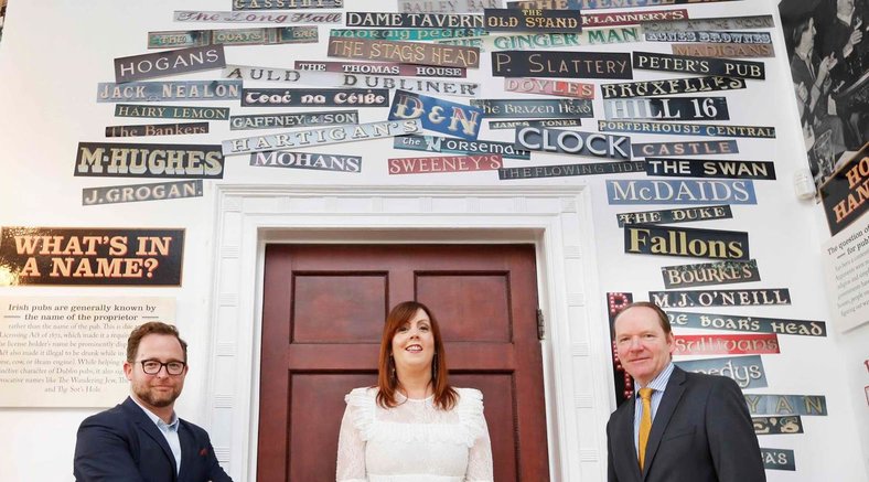 At the opening of the exhibition were (from left): Museum Curator Simon O’Connor, outgoing Chair Deirdre Devitt and incoming Chair John Gleeson.