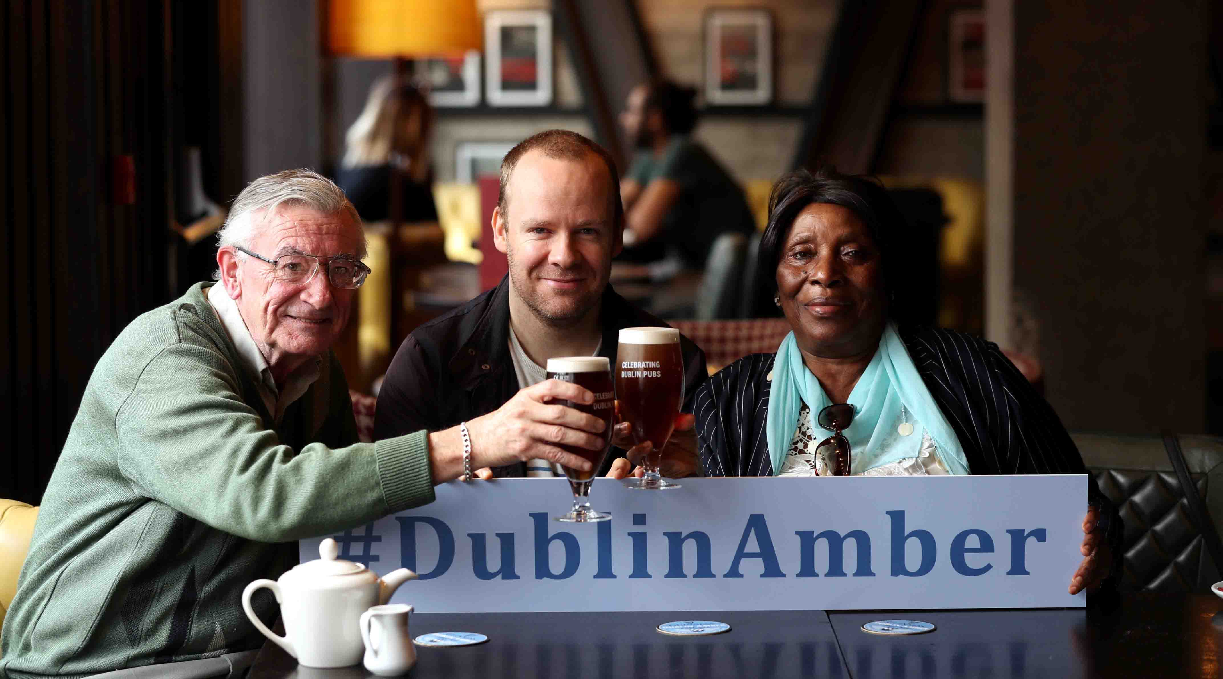 From left at the launch of ‘Dublin Amber Friendship Week’ are: Service user Tony McCarthy with Neil Delamere and service user Titirose Thompson.
