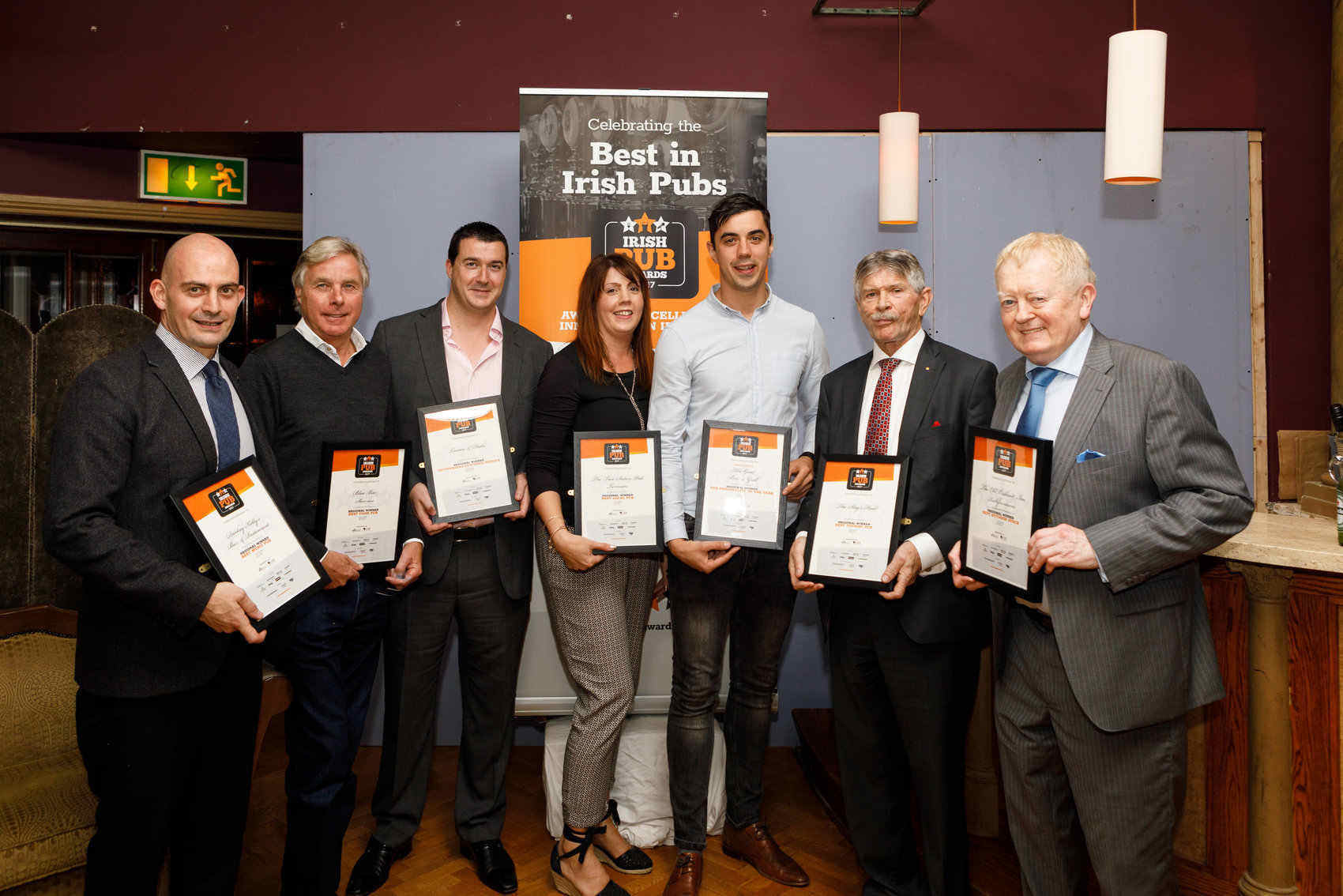 Some of Dublin’s Regional Award Winners (from left): Darky Kelly’s Nathan Towey, Blue Bar’s John Nealon, Lemon & Duke’s Noel Anderson, Two Sisters' Deirdre and Brian Devitt, The Stag’s Head’s Louis Fitzgerald and The Old Orchard’s Charlie Chawke.