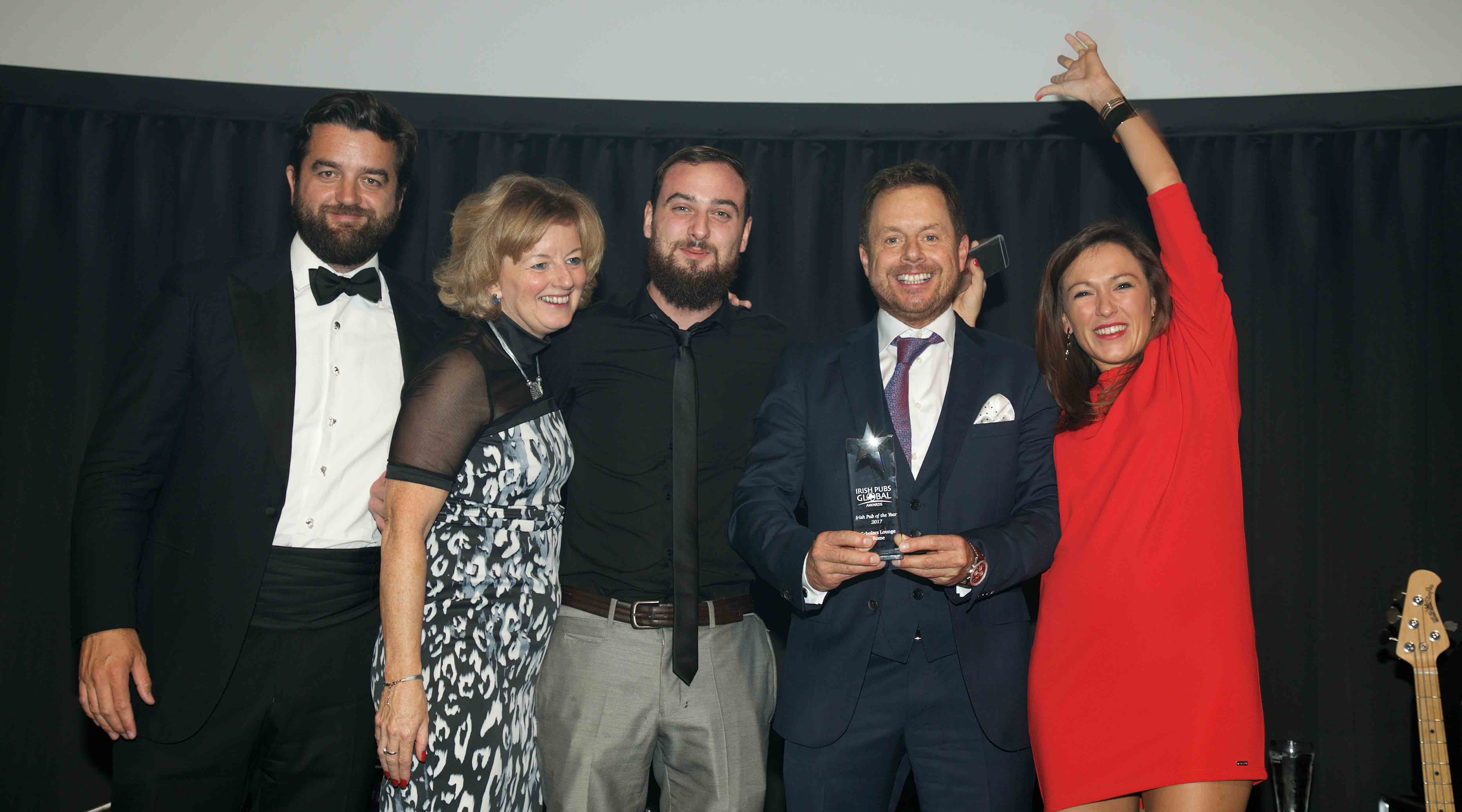 Scholars Lounge from Rome celebrate their win at the Irish Pubs Global Awards.