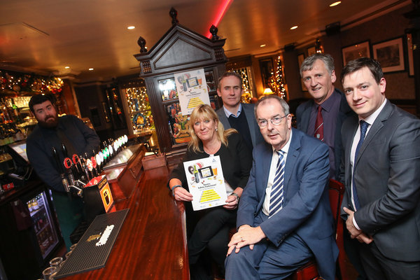 From left: the HSA’s Kay Baxter, Heineken’s Ian Reidy, VFI Chief Executive Padraig Cribben, the HSA’s Martin O’Dea and the IBA’s Jonathan McDade at the launch of BeSmart.ie and the cellar safety programme.