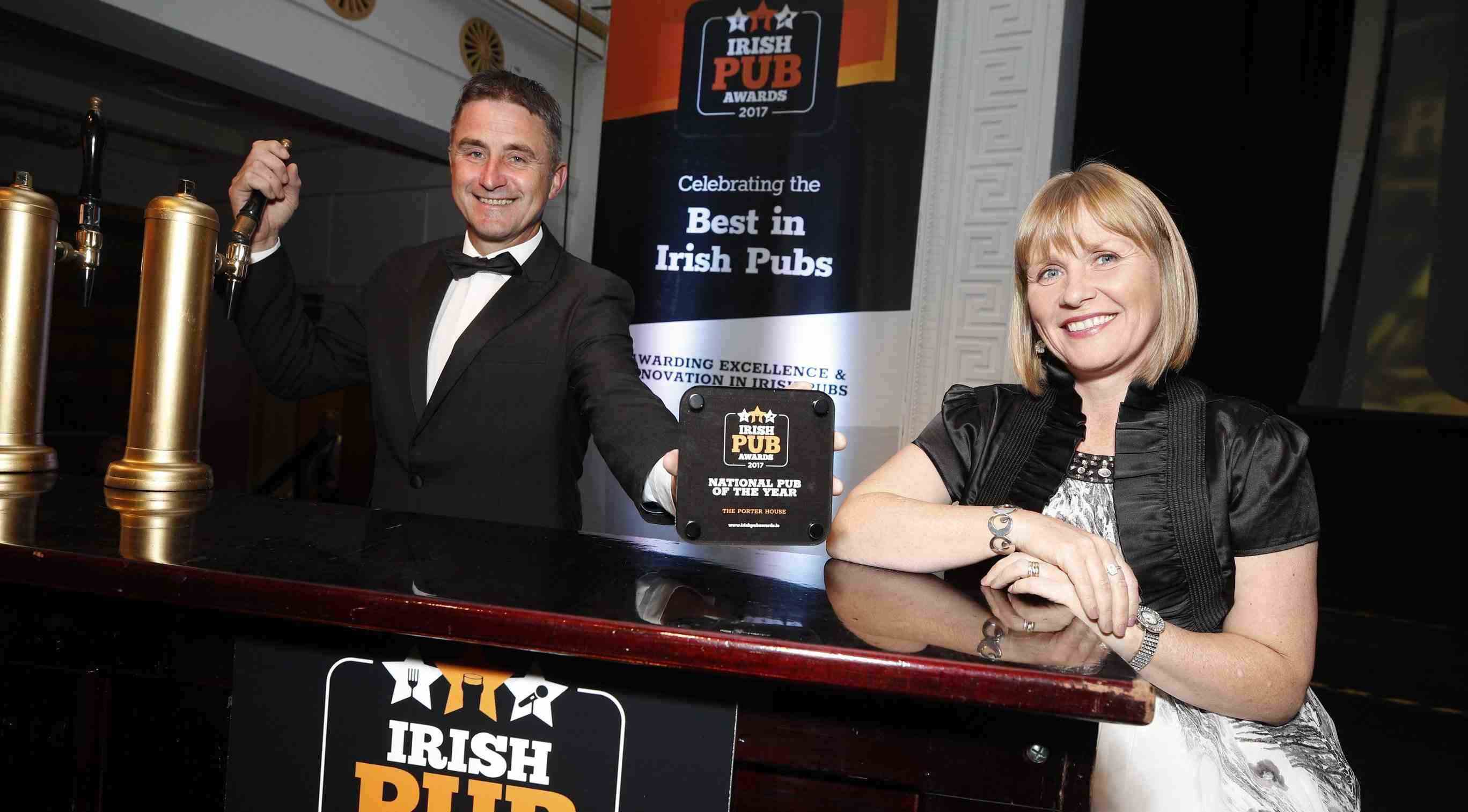 Porterhouse Pride: Myles and Sharon Doyle with their Irish Pub of the Year Award.