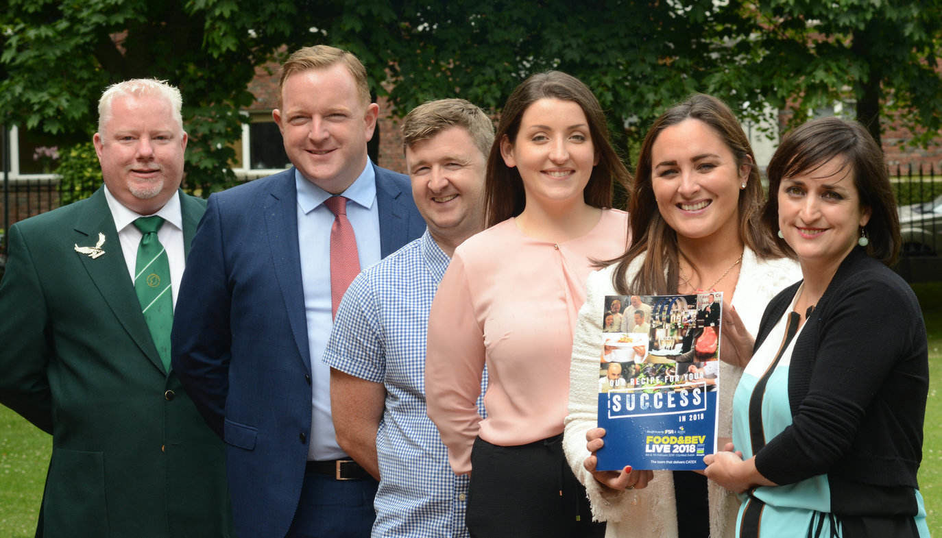 From left: The BAI’s Declan Byrne, the IFSA’s John Cunningham, The Marker Hotel & Eurotoques’ Gareth Mullins, the RAI’s Shauna Downey, the IFSA’s Niamh Kenny and Ruth Hegarty of Chef Network.