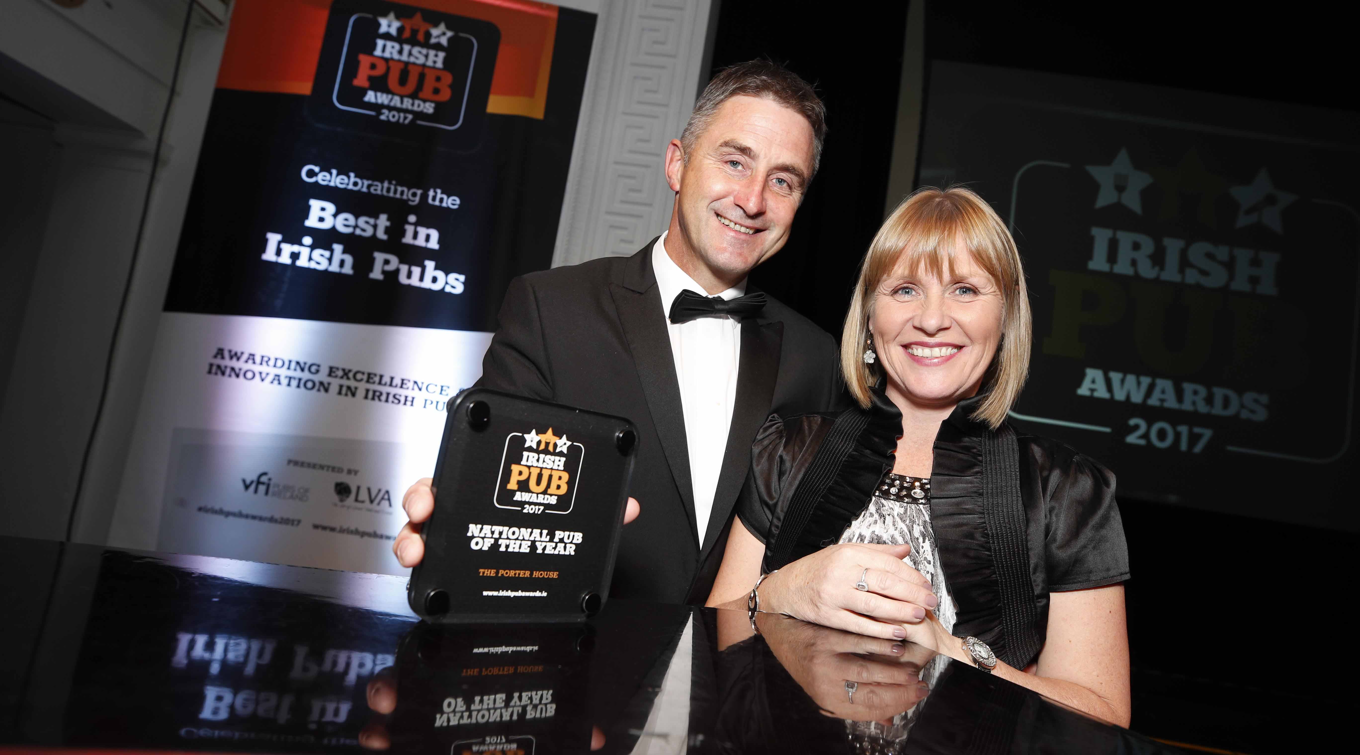 Porter House Pride: Myles and Sharon Doyle with their Irish Pub of the Year Award.