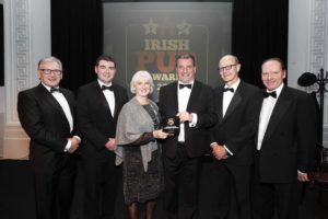 From left: VFI President Pat Crotty, Minister Brendan Griffin TD, Kate Forrestal and Donal O'Gorman of The Bog Road in Portlaoise, Trade Marketing Manager for Heineken John O’Callaghan and LVA Chairman John Gleeson.