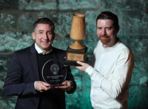 From left: Paul Garavan and Darren Green both from Garavan’s Galway, with their Overall Irish Whiskey Bar of the Year Award.