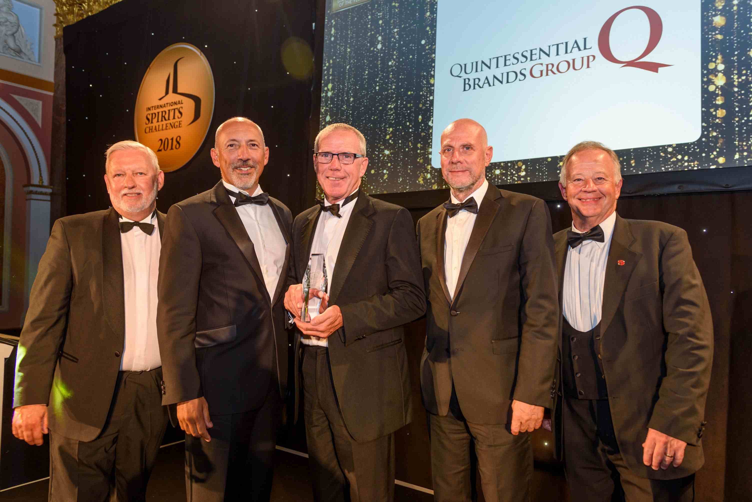 Quintessential Award Winners (from left): Editor of Drinks International Christian Davis, Chief Executive of Quintessential Brands Group Warren Scott, G&J Distillers Liquid Development Manager Dermot Hegarty, QBG Chairman Enzo Visone and WSET Chairman Ian Harris.