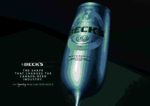 The new can, ‘Le Beck’s’, is actually in the shape of a Champagne flute.