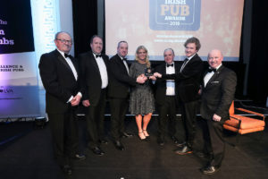 From left: VFI President Padraic McGann and Edward Dillon’s Sales Director John Cassidy present the Best Newcomer of the Year award to Dan Foley, Terry Mulvey, Alan Murtagh and Frank Gordon from Sandyford House, Dublin, together with LVA Chairman Alan Campbell.