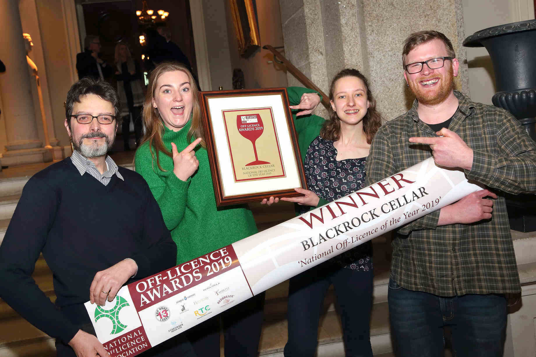 Joel Durand (left) with the rest of team from The Blackrock Cellar, Overall Winner of Off-Licence of the Year.