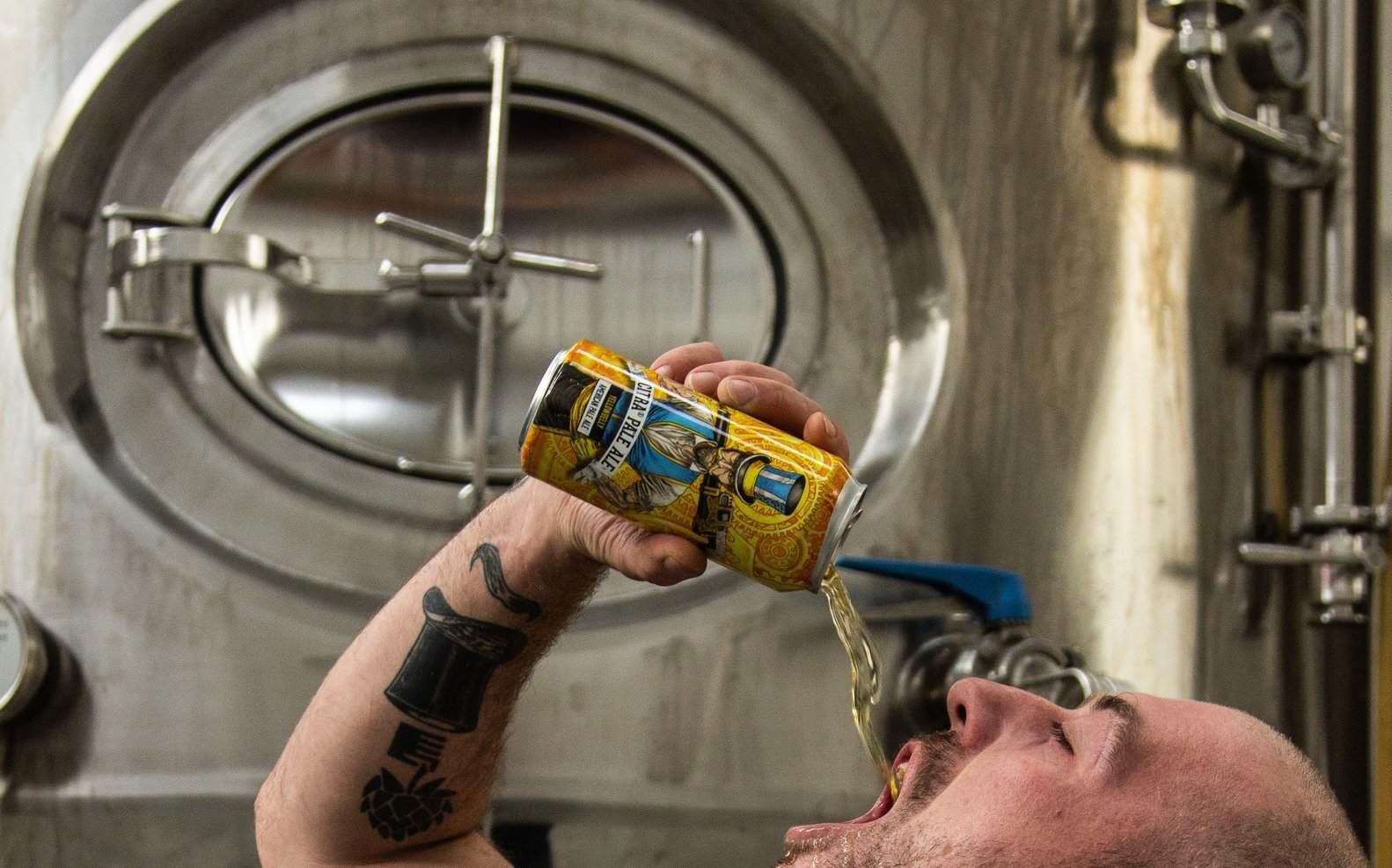 Head Brewer Declan Nixon ‘tasting’ Beoir’s Beer of the Year at the YellowBelly Brewery in  Wexford.