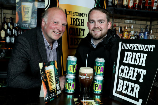 From left: Chairman of the Independent Craft Brewers of Ireland and of the Irish Brewers Association Peter Mosley & the Porterhouse Group’s Elliot Hughes at the launch of the Indie Beer Week in Lost Lane last night.