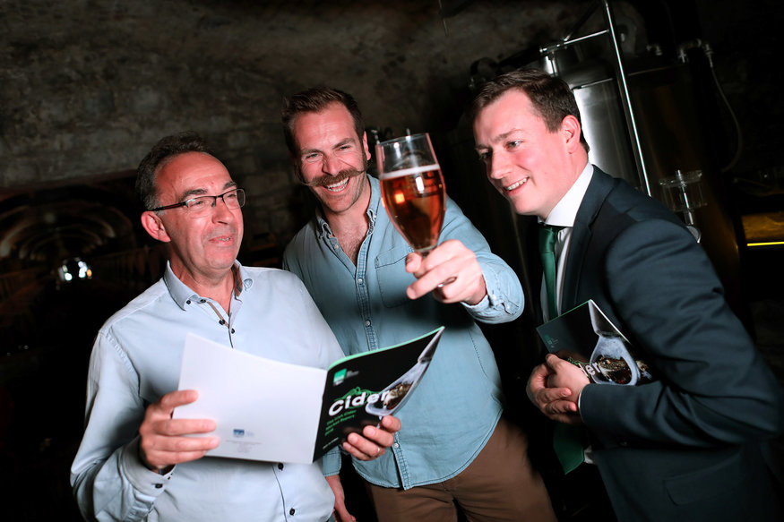 At the launch of the Irish Cider Association report in Urban Brewing were (from left): ICA Chair Seamus O'Hara, 'Ciderologist' Gabe Cook and ICA Chief Executive Jonathan McDade.