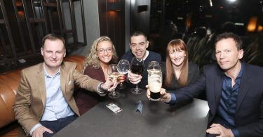 Relaxing after a long day at Irish Pub Awards Management Training were (from left): Barry O’Keeffe of Nora Culligans Bar, Sinead Canning of Garavogue Bar, Ray McGreal of Cosy Joe’s, Doreen McDonnell of Aunty Lena’s & Adare Court House and Aodan Marnell of The Bull & Castle.