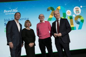 At Bord Bia’s 2019 Irish Foodservice Seminar were (from left): Senior Principal at Technomic Dave Henkes, Bord Bia’s Maureen Gahan, Emeritus Professor of Food at Imperial College London David Hughes and journalist Richard Curran.