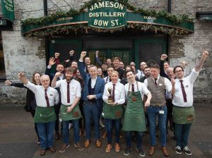 Staff at Jameson Distillery Bow St celebrate being the World’s Leading Distillery Tour for a second year in a row.