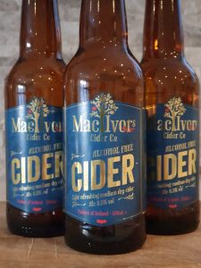 Mac Ivors Alcohol Free Cider doesn’t contain any concentrates, artificial flavourings or colourings and up to 14 different varieties of apples, including Armagh Bramleys, are used in the process.