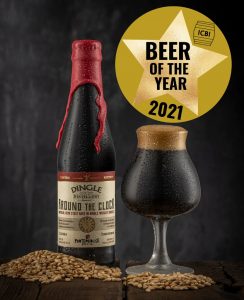 ICBI Award-winner Around the Clock Imperial Stout undergoes maturation in freshly-emptied Bourbon and Sherry casks from the Dingle Whiskey Distillery for over six months.