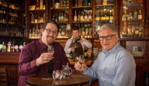 From left: Global Bar Icon Padraic Rafter celebrates his win with Paris Texas proprietor Pat Crotty.