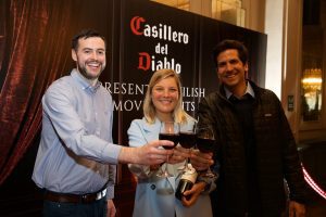 At the inaugural ‘Devilish Movie Nights’ at the Stella Cinema in Rathmines in Dublin were (from left): Casillero del Diablo's Marketing Specialist for Ireland Eoghan O’Donoghue, Marketing Manager Europe Emilie Biver and European Director Francisco Reutter.