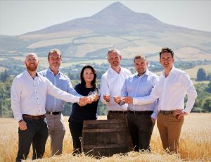 The Management team at Powerscourt (from left): Head Distiller & Blender Paul Corbett, General Manager Roger Dugan, Head of Marketing Caroline Gardiner, Head of Whiskey John Cashman, International Sales Manager Ryan Stapleton and  Chief Operating Officer & Co-Founder Gerry Ginty.