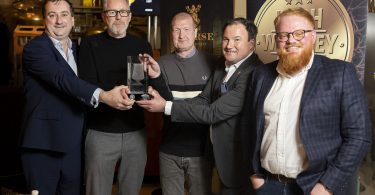 From left: The IWA's William Lavelle with Echlinville Distillers Jarlath Watson and Greg McClelland, Irish Distillers Brand Advocacy Manager & IWA 2022 Keynote speaker Gerard Garland and Echlinville's Head of Global Sales Stephen Magennis.