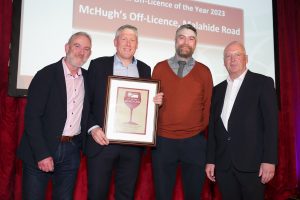 The NOffLA National Off-Licence of the Year 2023: Frank Haughton, Cathal McHugh, James Carroll of McHugh’s Malahide Road and Gary O’Donovan, Chairman, NOffLA