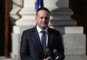  Taoiseach Leo Varadkar briefing media in the Courtyard of Government Buildings , as he announced details of the government's new cost-of-living plan.