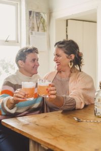 Anna and Orla Snook O’Carroll toastingtheir win with a Negroni Sour in their cottage on Valentia Island (Pic: Joleen Cronin)